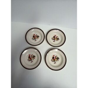 Set of 4 Vintage Metlox Poppytrail Red Rooster 8.5 Inch bowls